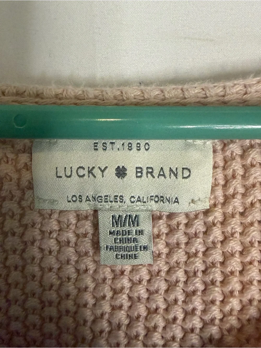 Lucky Brand Women's Blush Pink V-Neck Knit Sweater